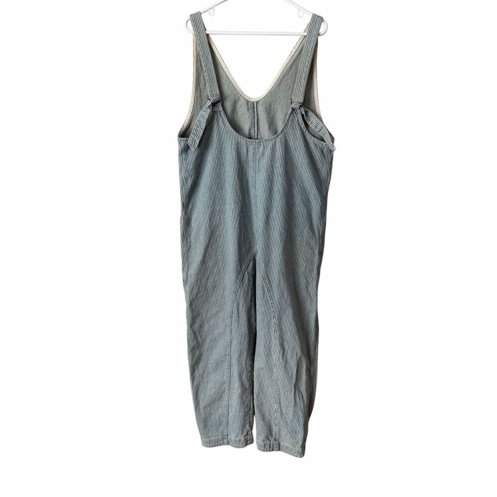 Free People We The Free Jumpsuit High Roller Light denim Stripe Blue Lagenlook B - Picture 5 of 11